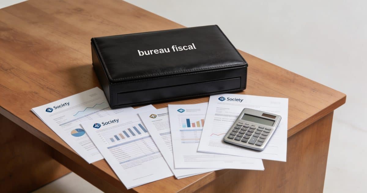 bureau fiscal avec documents de societe et calculatrice