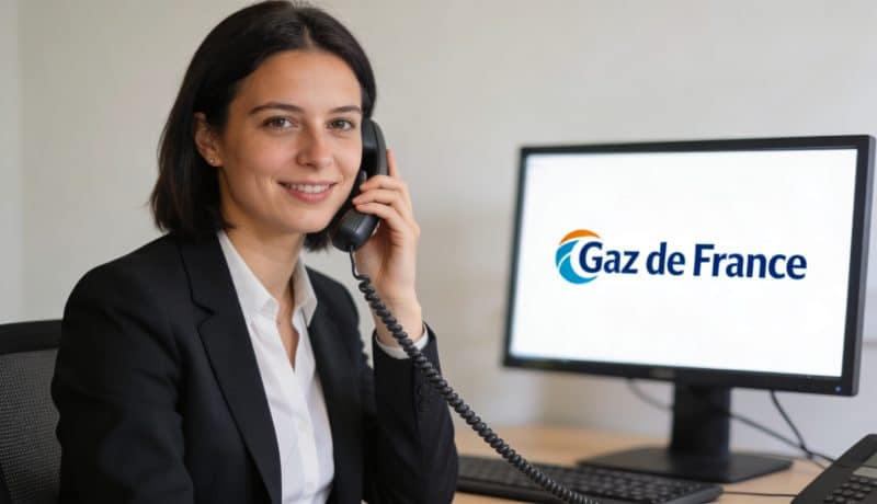 conseiller au telephone devant ecran gaz de france