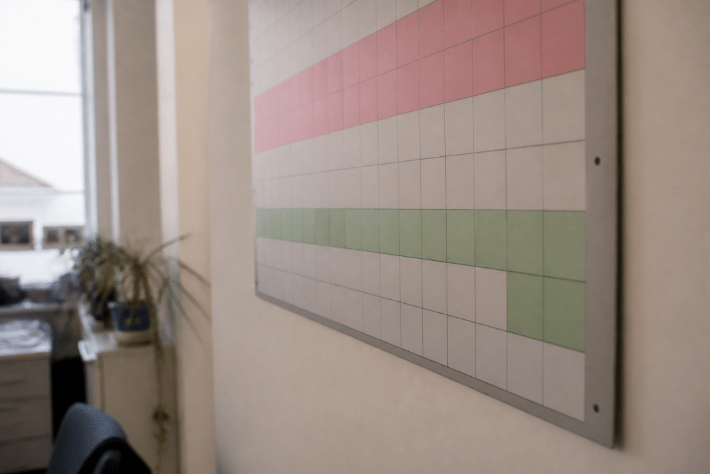 Calendrier affichant deux phases distinctes de cours.