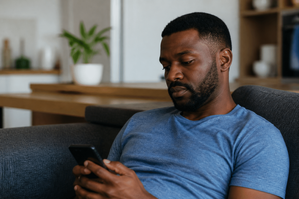 Personne consultant son compte bancaire sur telephone mobile