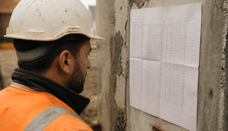 Papier affichant baremes salariaux construction regions francaises