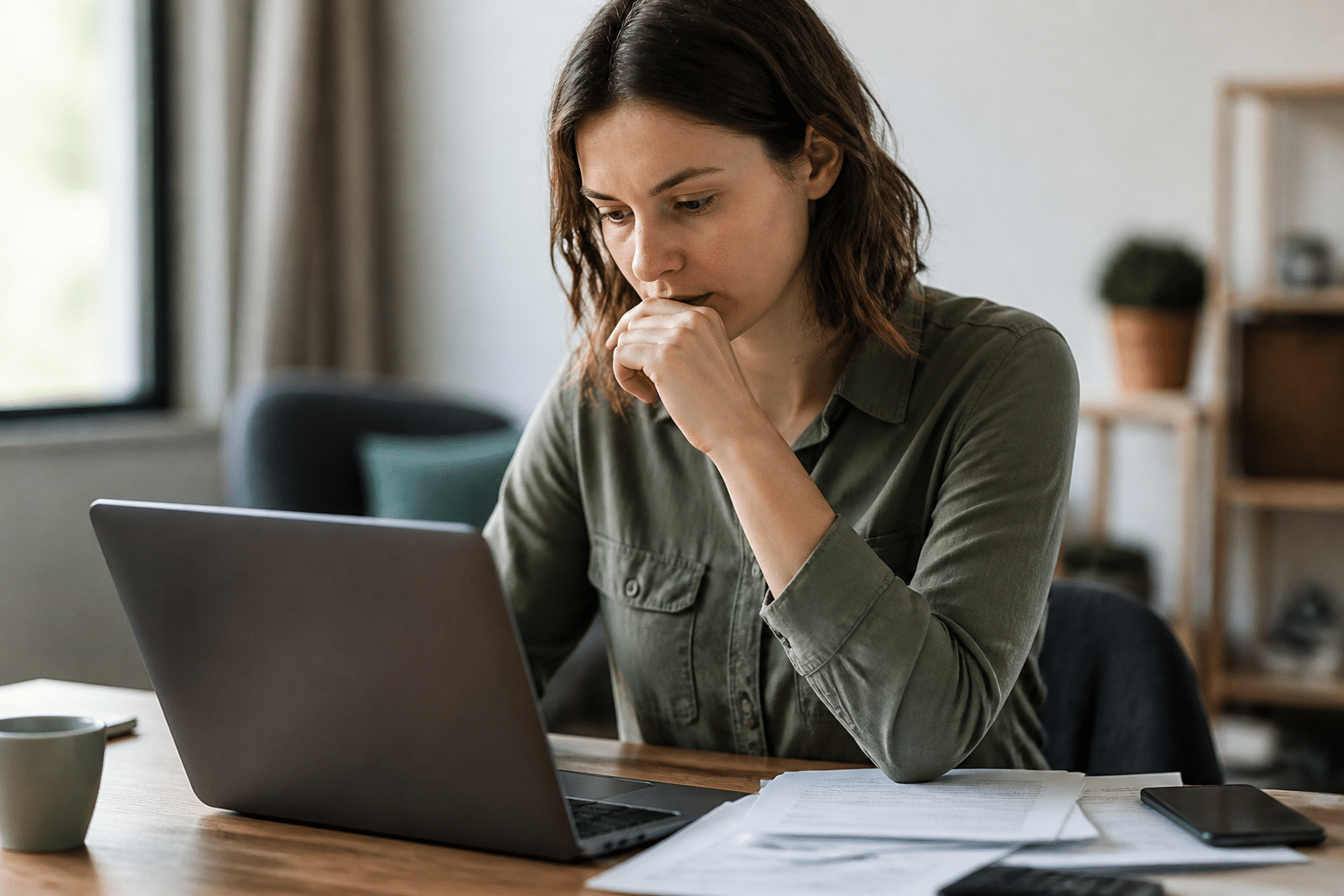 Personne consultant documents allocations sur ordinateur portable bureau
